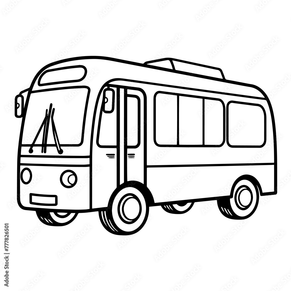 Clean outline icon of a bus in vector, perfect for transportation designs.