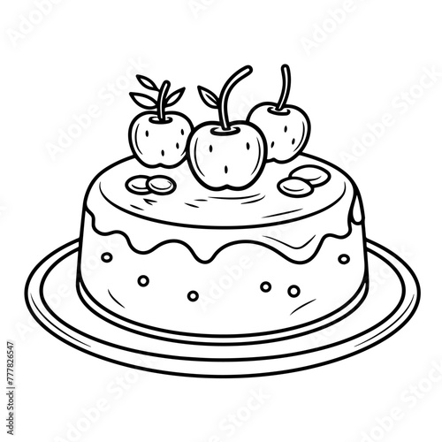 Elegant outline icon of a cake dessert in vector, perfect for bakery designs.