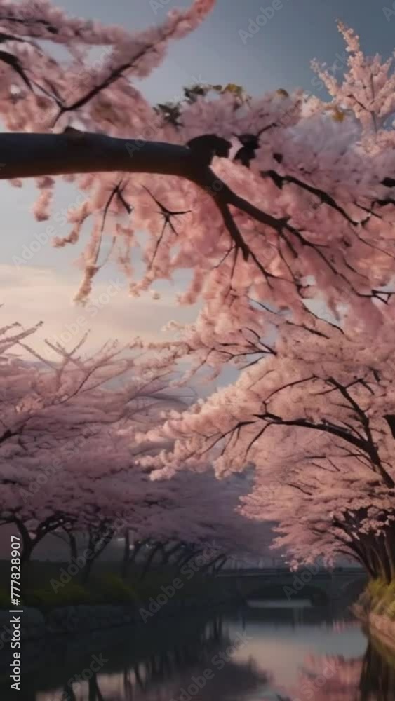 flowering trees and reflection in water flowering trees and reflection in water