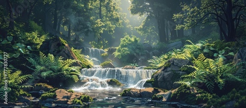 Paper Cut Paradise A Serene Mountain Streams Intricate Cascade