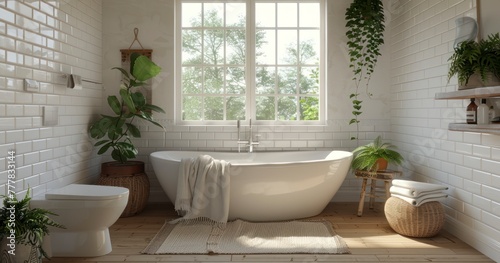 Farmhouse-Inspired White Cozy Bathroom Retreat