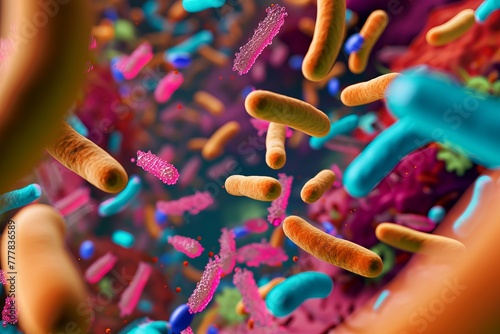 Microscopic view of bacteria, cells