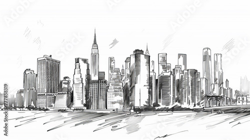 City graphic black white cityscape skyline sketch illustration vector 