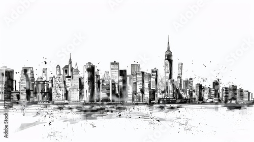City graphic black white cityscape skyline sketch illustration vector 