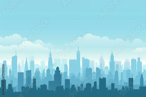 City skyline vector illustration. Urban landscape. Blue city silhouette. 