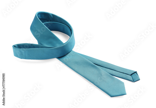 Canvas Print One light blue necktie isolated on white