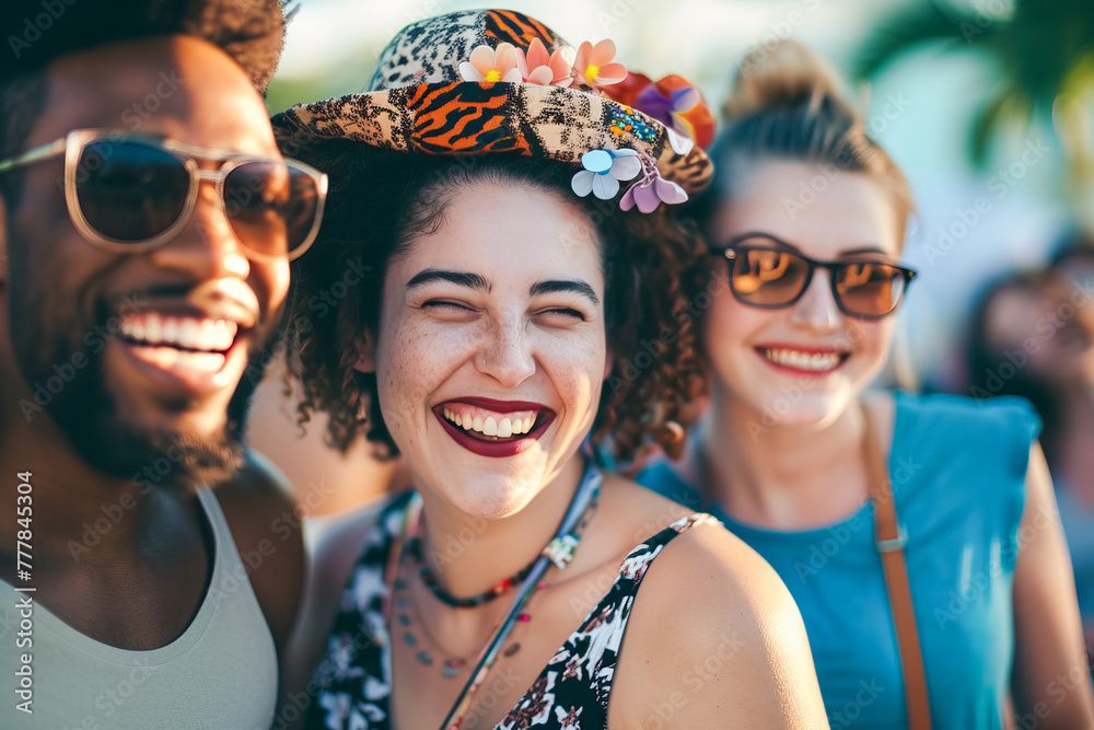 Smiling friends of various ethnicities together Smiling friends of various ethnicities together