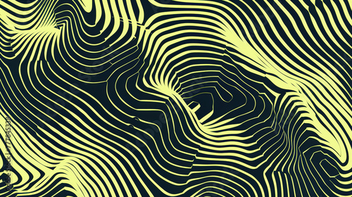 Abstract black and yellow wavy line pattern creating a hypnotic optical illusion on a background.