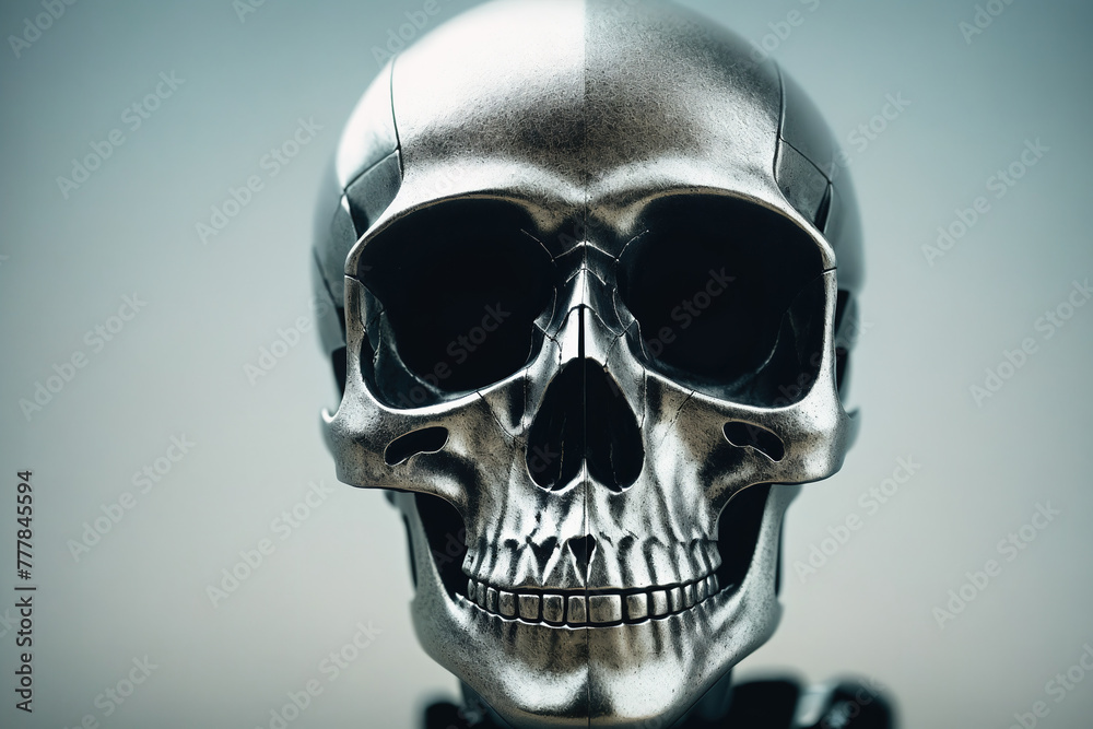 A 3D rendering of a human skull. A 3D rendering of a human skull.