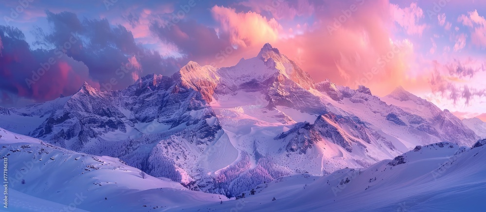 Breathtaking Bokeh Sunset Paints SnowCovered Mountains with Radiant Shades