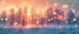 Breathtaking Bokeh Sunset Painting SnowCovered Trees with Fiery Hues
