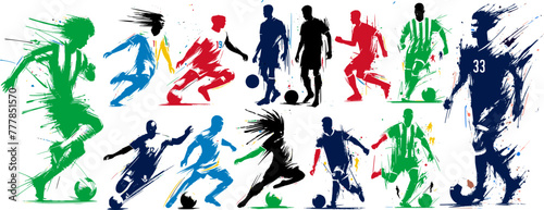 The Beautiful football: Soccer Players in Action, Digital Brushes , editable vector	
