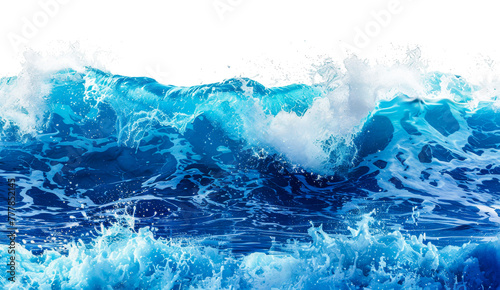 The ocean is blue and the waves are crashing - stock png.