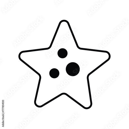 starfish icon with white background vector stock illustration