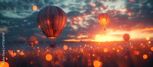 Dreamy D Clay Hot Air Balloons Drifting Across a DuskPainted Sky