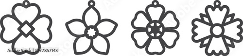 Floral earrings design. Laser cut template, cutout jewelry silhouette. Earring, pendant or keychain. Cnc cutting with metal, wood, leather.
