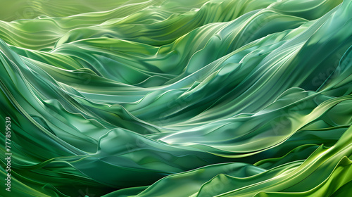 A green field with a wave of grass. The image is a representation of the ocean and the grass is flowing like water