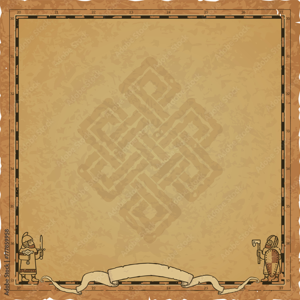 Square Map Frame with Viking Warriors and Infinity Knot