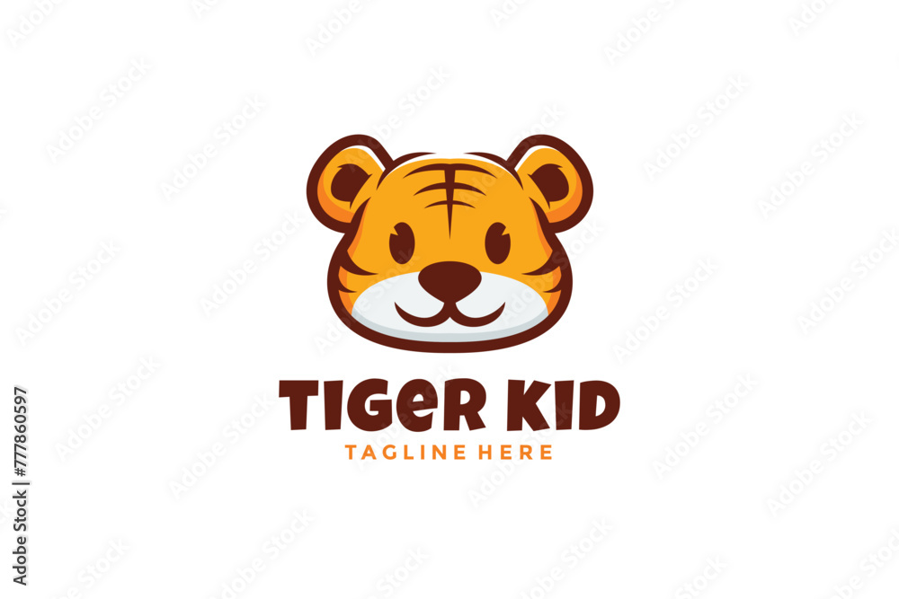 Tiger Kid Logo Design Vector Template
