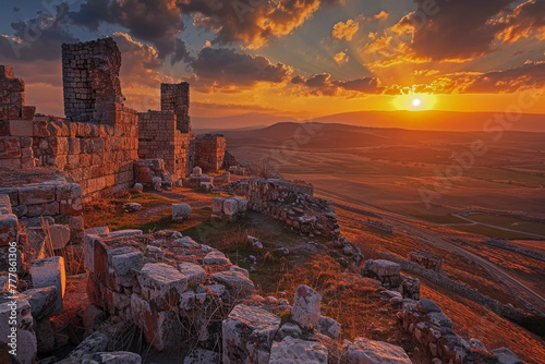 Sunset Over Ancient Ruins, Blending History with Nature