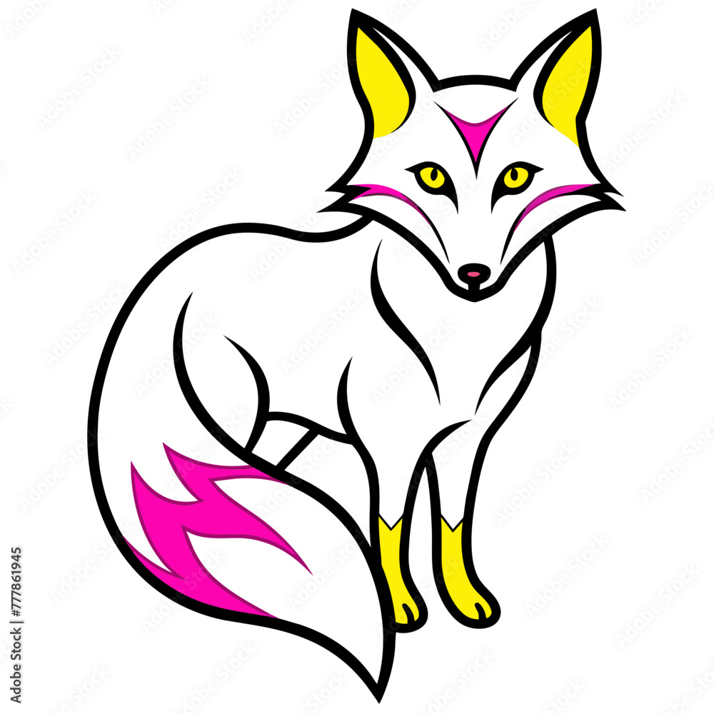 Obraz premium Fox illustration with vector art