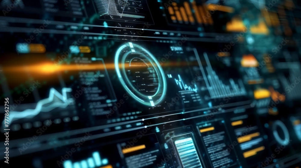 digital business technology dashboard with graph