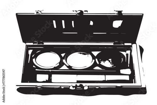 makeup kit with black and white