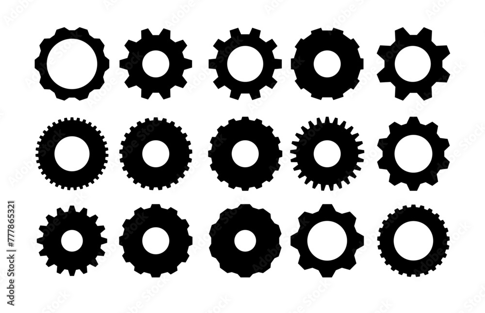vector gear shapes black transparent background vector gear shapes black transparent background