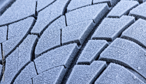 Frozen car tyre