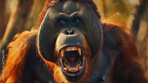 Closeup Orangutan Scream
