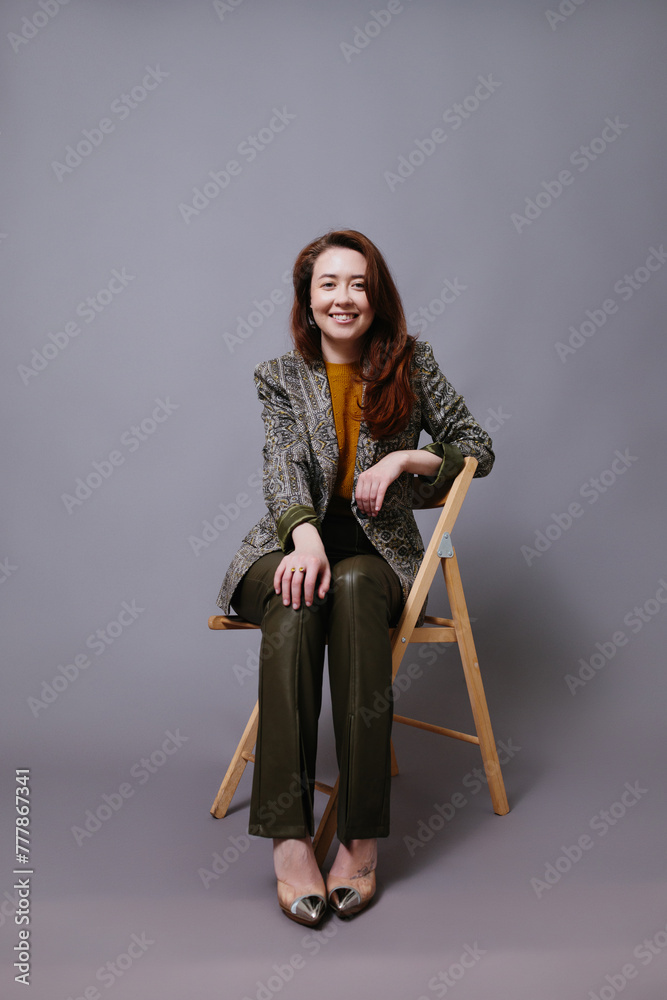 Happy woman portrait looking at camera full body Happy woman portrait looking at camera full body