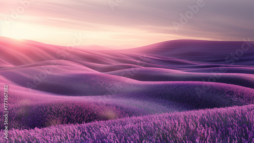 Lavender flowers field hill in the morning