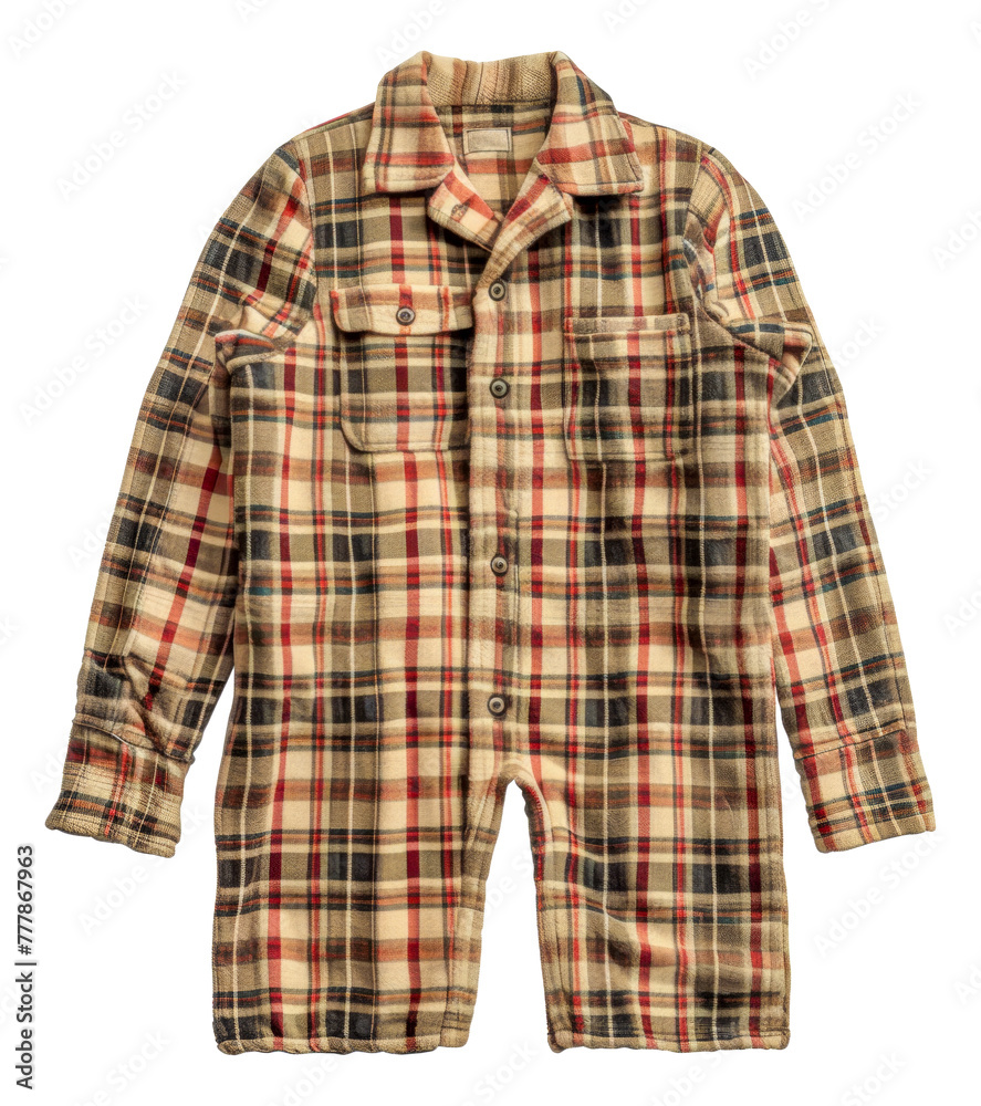 A plaid shirt with buttons and a plaid vest, cut out - stock png. A plaid shirt with buttons and a plaid vest, cut out - stock png.
