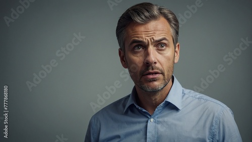 Confused, businessman and studio portrait uncertain, puzzled employee with idea for question, Professional, wondering expression for corporate job, thinking and scratching head on isolated background photo