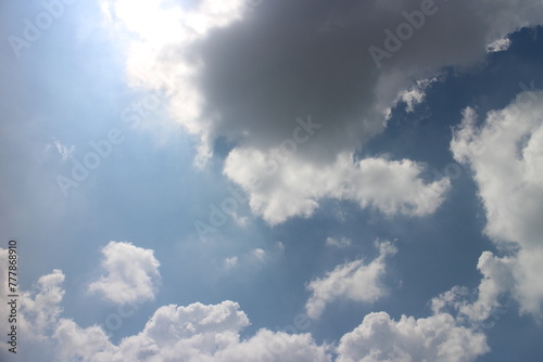 blue sky background with tiny clouds.