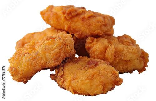 A plate of fried chicken pieces, cut out - stock png.