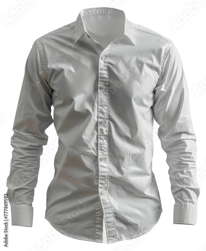 A white shirt with a white collar and buttons - stock png.