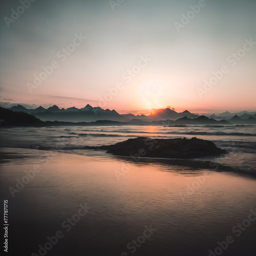 Sunset Hues Over Rugged Coastline 