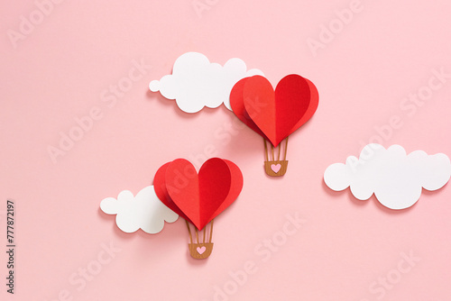 DIY Valentine heart greeting card with volumetric hearts air photo