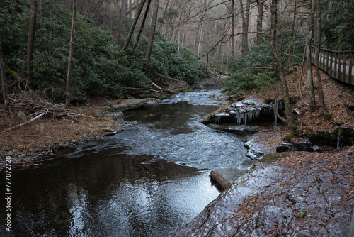 Dingmans Falls creek at Delaware Water Gap National Recreation Area in early winter. © Daniel