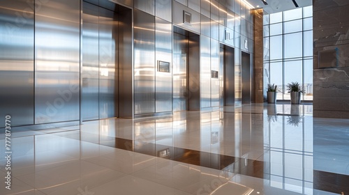 modern lobby with steel doors