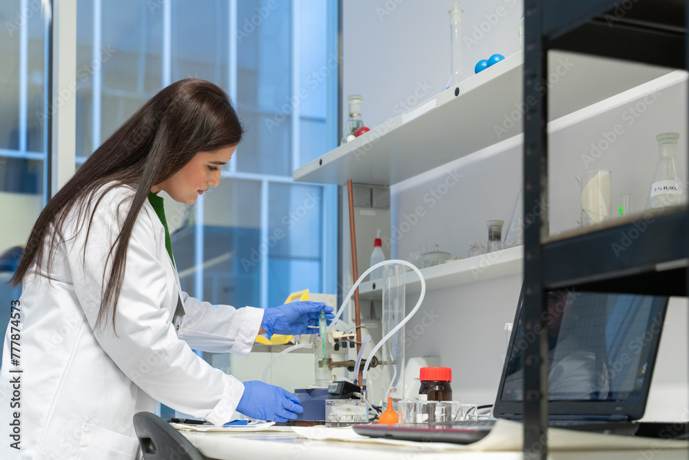 Woman Working With Experiment In Catalysis Lab Woman Working With Experiment In Catalysis Lab