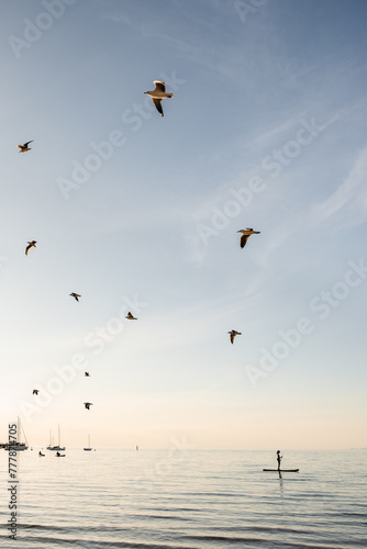 Beautiful sunset light over the Mornington beach in Melbourne.