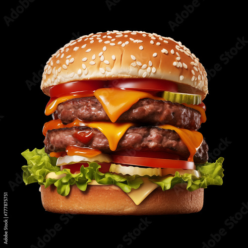 hamburger with cheech and fresh vegetable photo