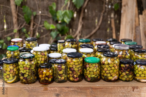 Homemade canned olives photo
