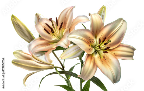 Two yellow and white flowers with brown tips  cut out - stock png.