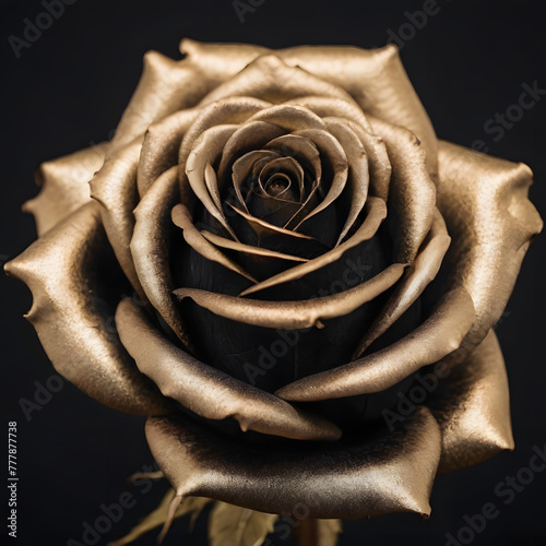 Luxury black gold rose floral background, banner, invitation, poster, flower wedding concept, beautiful dark ghotic concept photo