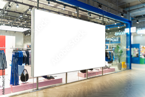 фотографія Mockup horizontal blank LED billboard or lightbox at fashion clothes shop