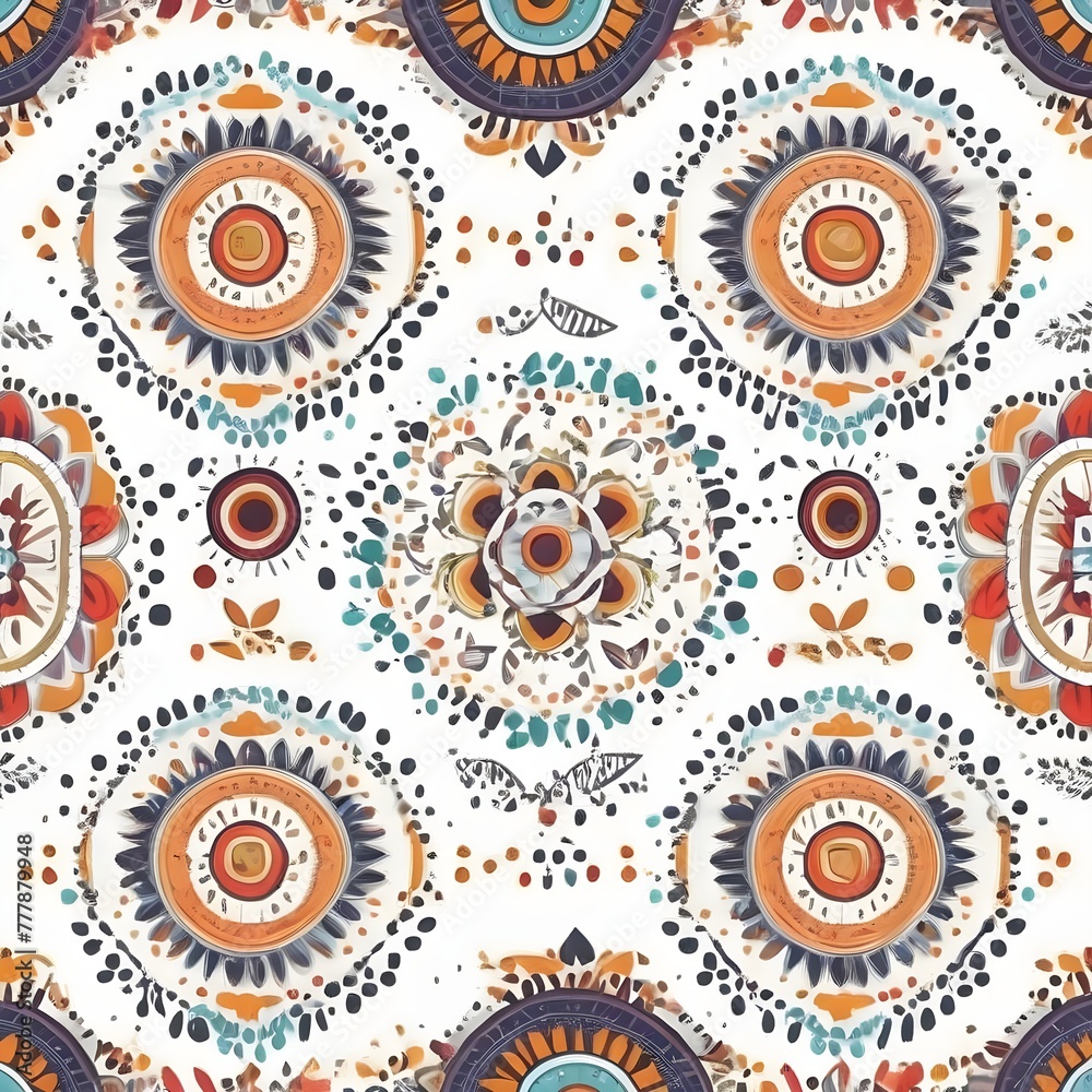 Ethnic pattern on white or carpet and tiles designs 