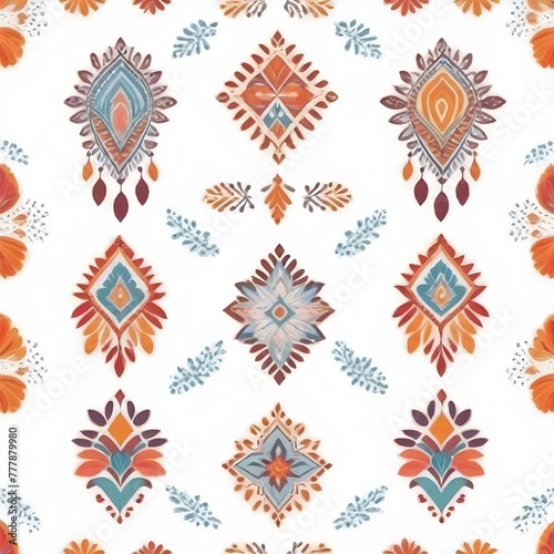 Ethnic pattern on white or carpet and tiles designs 